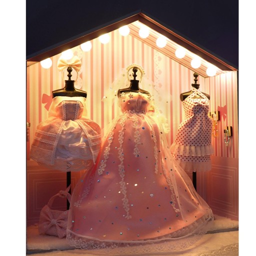 3D DIY Dollhouse Puzzle Zabawki i światła LED,Handcraft Miniaturowy stojak na modele