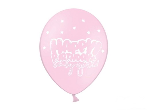 BALONY HAPPY BIRTHDAY baby girl różowe 6szt