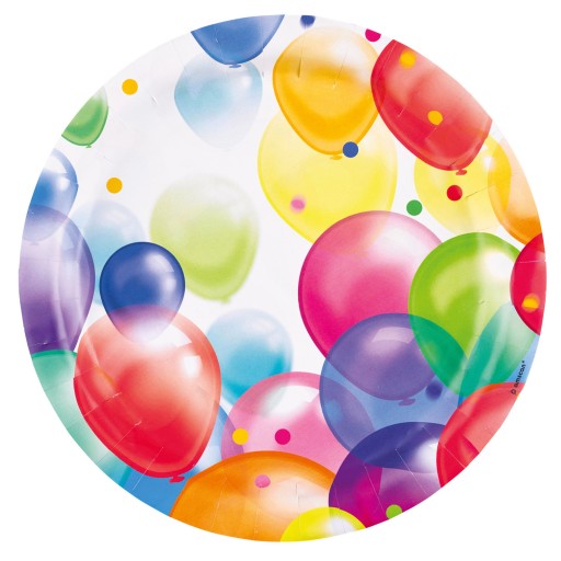 Talerzyki papierowe Balony Ballons 23 cm 8 szt.