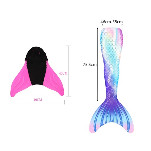4w1 SYRENI OGON STRÓJ SYRENY KĄPIELOWY KOSTIUM DO PŁYWANIA 140 CM