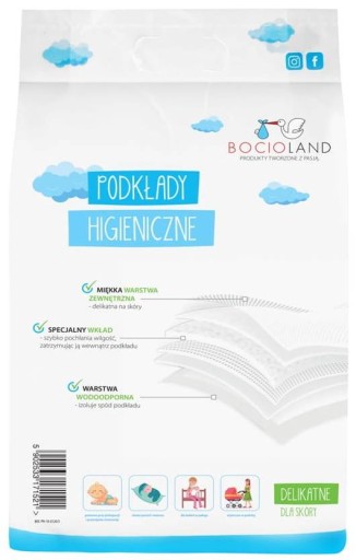 Podkłady jednorazowe Bocioland 60 x 90 cm 10 szt.
