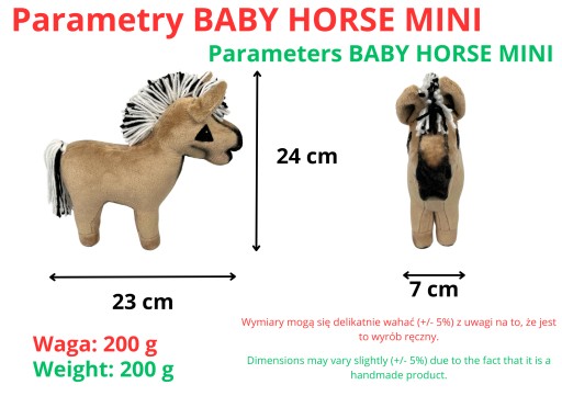 BABY HORSE MINI - Fiord - Ręcznie robiony koń w postaci maskotki PREMIUM