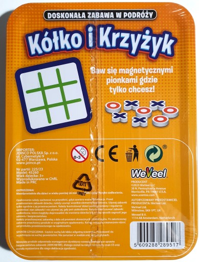 KÓŁKO I KRZYŻYK GRA MAGNETYCZNA PODRÓŻNA WEVEEL