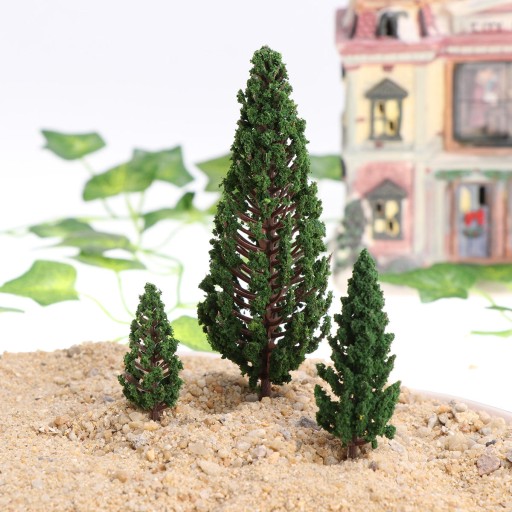 10 SZTUK REALISTYCZNYCH PLASTIKOWYCH DRZEWEK MODELARSKICH DO DEKORACJI MINIATUROWYCH KRAJOBRAZÓW