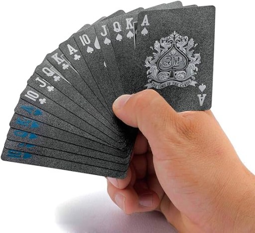 KARTY POKEROWE PVC WODOODPORNE CZARNE PLASTIKOWE TRWAŁE