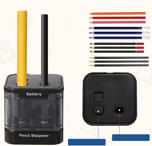 TEMPERÓWKA ELEKTRYCZNA PODWÓJNA STRUGACZKA SZKOLNA KREDEK 6-8/8-12 mm