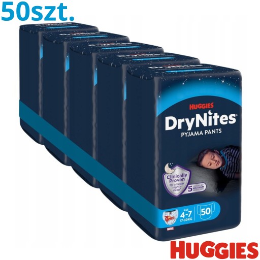 Pieluchomajtki Huggies DRYNITES Boy rozmiar 4-7 (17-30kg) 50szt.