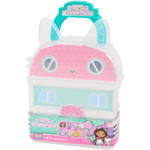 KOCI DOMEK GABI. FIGURKI Z GUMY PUZZLE W PLASTIKOWYM ETUI. ZESTAW 5 SZTUK