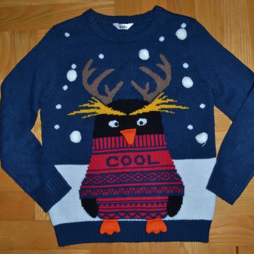 406 # M_Co Świąteczny sweter Pingwinek 7/8L_128cm_