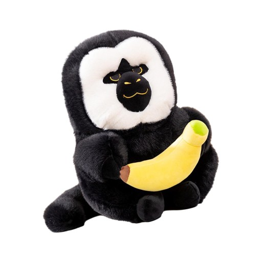 Pluszowa zabawka małpka z białym futerkiem, towarzysz snu, 25 cm, z bananem