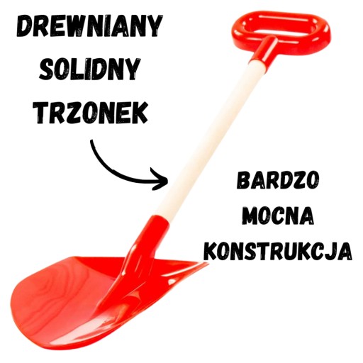 Eko ŁOPATKA do PIASKU DREWNIANY trzonek DUŻA 62 cm łopata PLAŻOWA