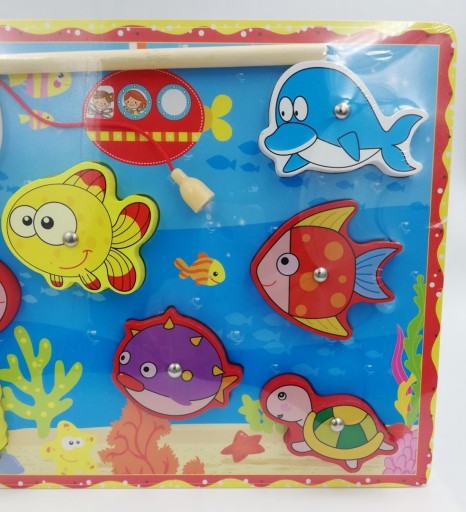 Gra rybki drewniane łowienie rybek puzzle oecean