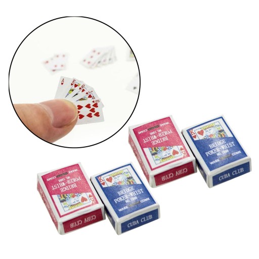 2 zestawy 1:12 1:6 Miniaturowy domek dla lalek Miniaturowy most Poker Karty do gry