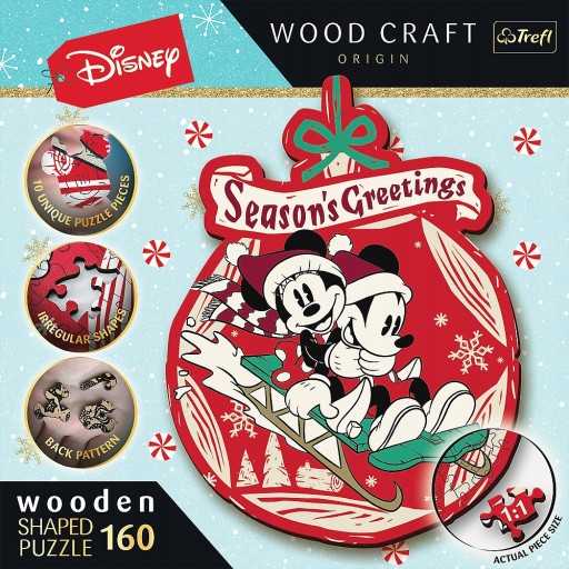 Puzzle drewniane Disney Świąteczna przygoda Mickey i Minni 160