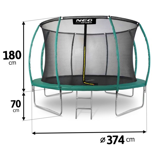 Trampolina z siatką Neo-sport 374 cm FT 12 (365-374 cm)