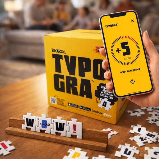 Gra Słowna Rodzinna Dynamiczna TYPOGRA Puzzle Litery Bez Planszy 2-4 graczy