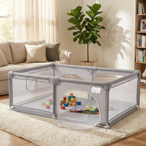 Kojec Daza Kids szary 120x180 cm ze stelażem z pokrowcem
