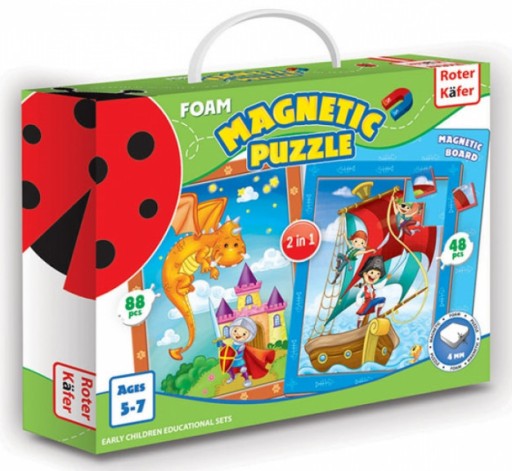 PIANKOWE PUZZLE MAGNETYCZNE W BOXIE RYCERZ PIRACI 136 EL