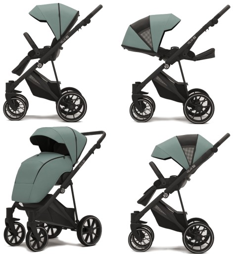 RIKO Velar Up 02 Sage Wózek 4w1 + FOTELIK JOIE I-SNUG 2 + BAZA + ADAPTERY