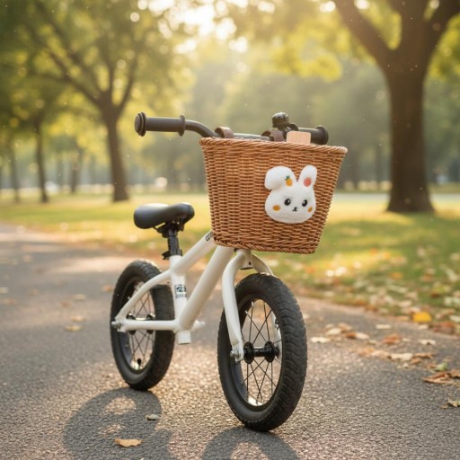 Miękki koszyk do roweru z bajkowym wzorem, ręcznie pleciony, uroczy design