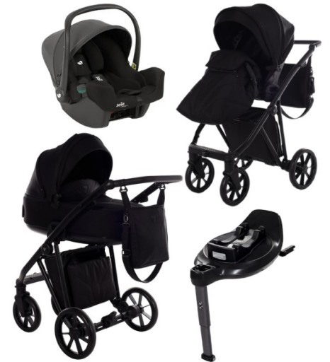 WÓZEK 4w1 JUNAMA SMART BLACK 04 + FOTELIK I-SNUG 2 + BAZA ENCORE OBROTOWA