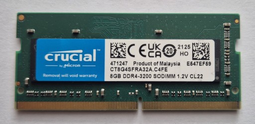Zdjęcie oferty: Crucial 8GB 1x8 DDR4 3200 CL22 1.2V SODIMM CT8G4SFRA32A.C4FE