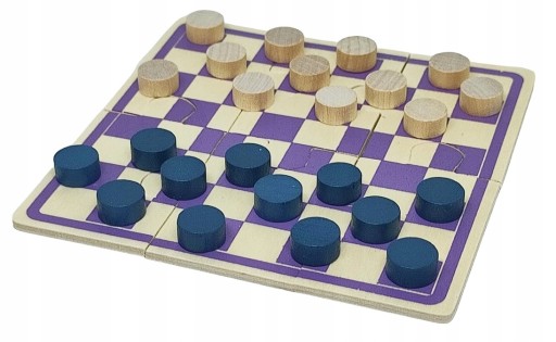 Gra Planszowa Kieszonkowa Toi-Toys Gra Drewniana Warcaby Plansza Puzzle
