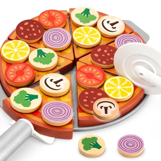 Drewniana Pizza dla Dzieci do Krojenia Zestaw Kuchenny Montessori
