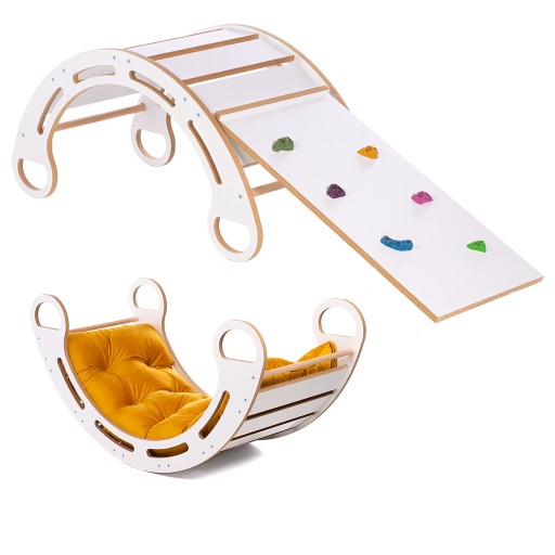 Bujak biały MDF 85CM + ZJEŻDŻALNIA KAMIENIE 85CM + PODUSZKA MUSZTARDOWA