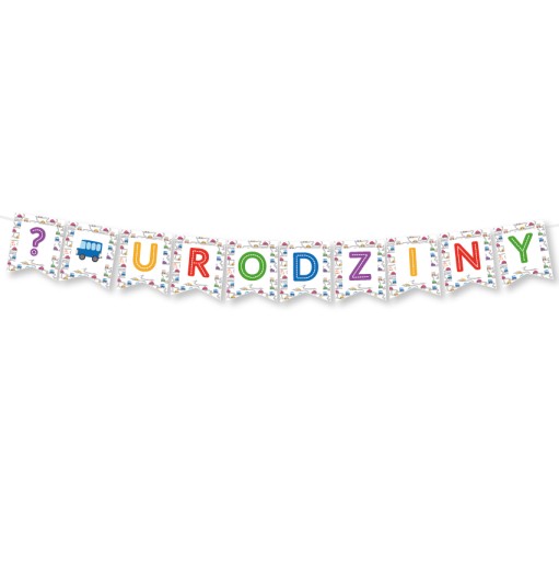 BANER girlanda NA URODZINY 1-9 - AUTA samochody napis