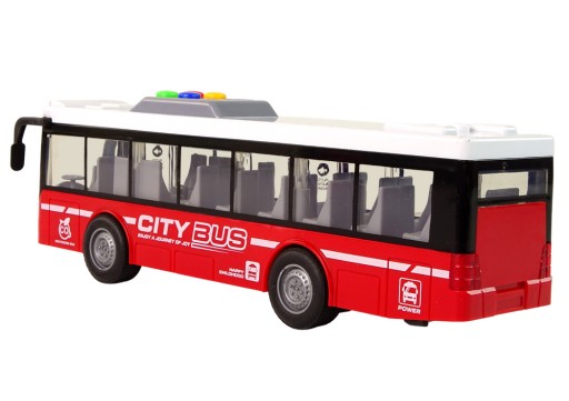 CZERWONY AUTOBUS Z NAPĘDEM FRYKCYJNYM I EFEKTAMI ŚWIETLNYMI I DŹWIĘKOWYMI