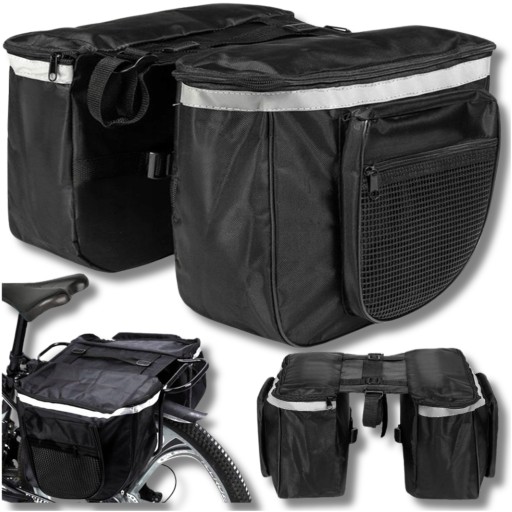 Zdjęcie oferty: Torba sakwa rowerowa na bagażnik rower 25l + odblaski | Podwójna Pojemna