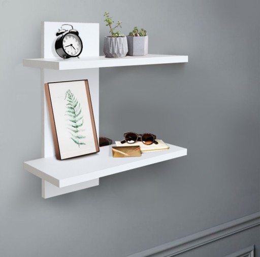 REGAŁ ŚCIENNY PÓŁKA WISZĄCA PANEL BIAŁY MDF DEKORACJA 40x16,5x35 CM