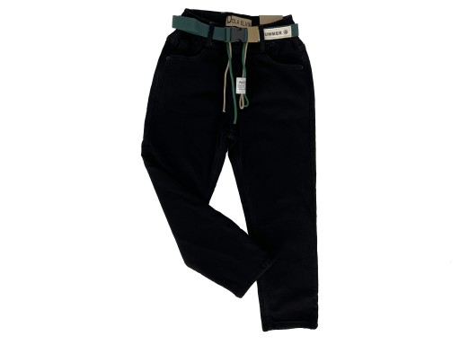 SPODNIE JEANS chłopięce ocieplane czarne 164 (16)