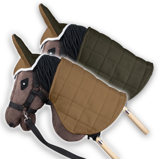 Zestaw Skippi - Hobby Horse Gniady - Derka i nauszniki - beż i oliwka