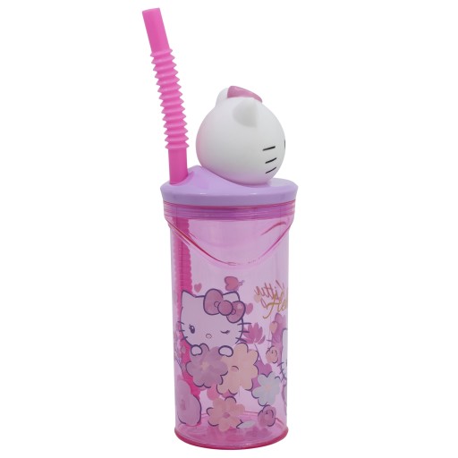 HELLO KITTY kotek kubek ze słomką FIGURKA 3D 360ml