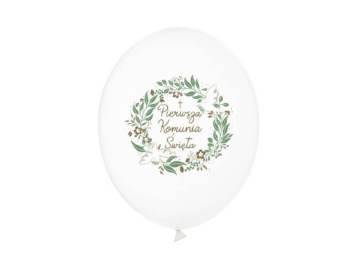 BALONY PASTELOWE BIAŁE 30CM 6 SZT.PIERWSZA KOMUNIA