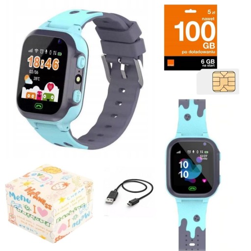 SMARTWATCH DLA DZIECI ZEGAREK DZIECIĘCY LOKALIZATOR LBS + KARTA SIM
