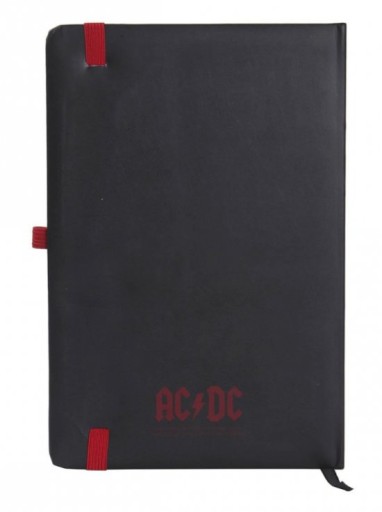 Notatnik ACDC czarny z gumką notes A5 twarda oprawa czyste kartki