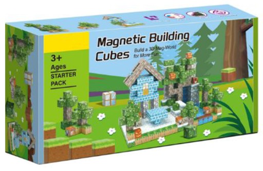Klocki magnetyczne 3D kostki budowlane Pixele zestaw 100 el. domek