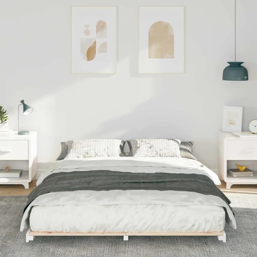 Stelaż łóżkowy Biały 160 x 210 cm Lite drewno sosnowe