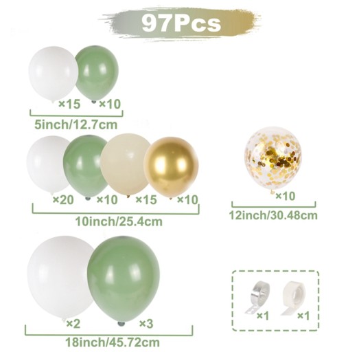 Balon zielony zestaw balonów 97 szt.