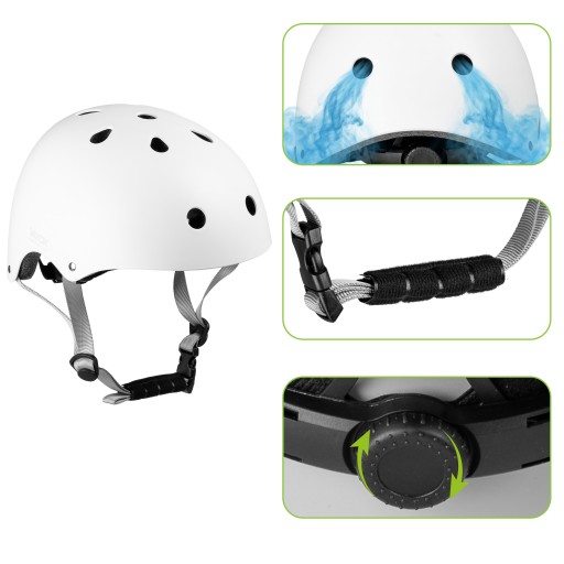 KASK ROWEROWY DZIECIĘCY REGULOWANY NA HULAJNOGE ROLKI LEKKI BIAŁY M VAYOX