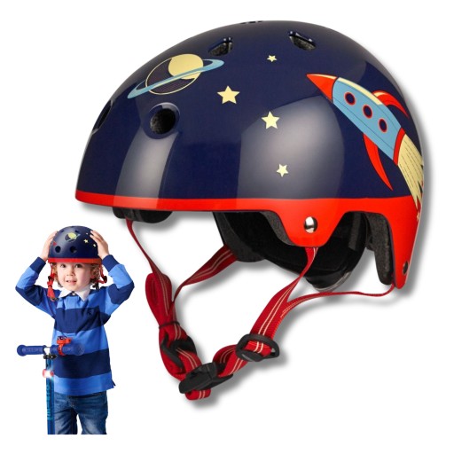 Kask Rowerowy Rakieta Kosmos Dla Dzieci S 48-54Cm Regulowany Bezpieczny