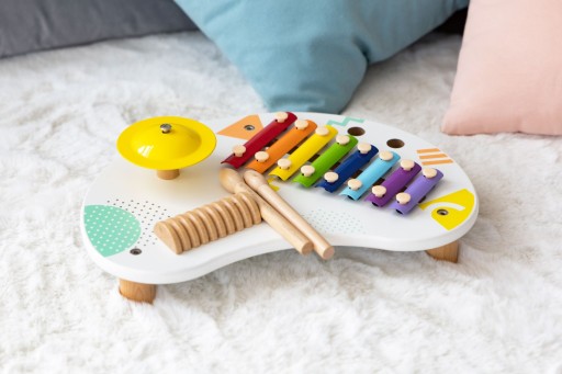 Stolik Muzyczny Cymbałki Perkusja Dla Dzieci Stół z instrumentami 18m+