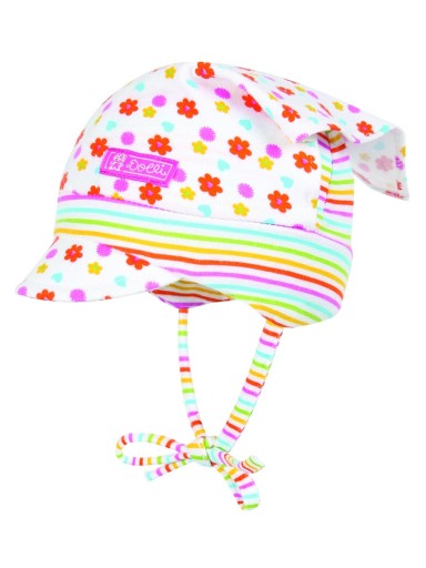 Czapka dzianinowa z chustką wiązana różowa Doll, r. 39