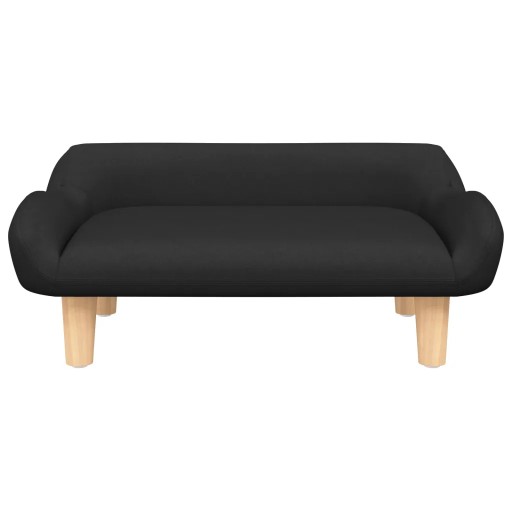 Dziecięca Sofa Minisofa Czarna, 70 x 40 x 24 cm, Lite Drewno Sosnowe