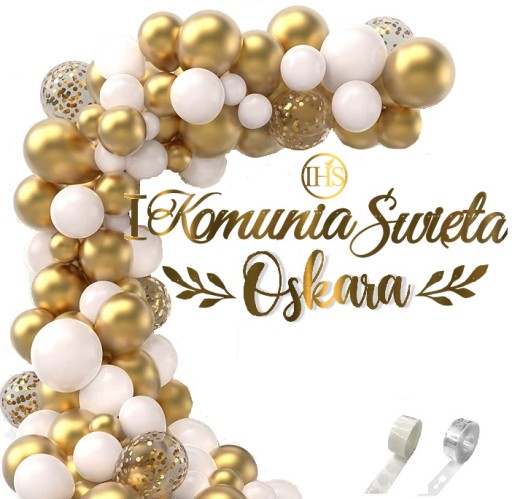 Balony KOMUNIA łuk dekoracje baner IMIĘ