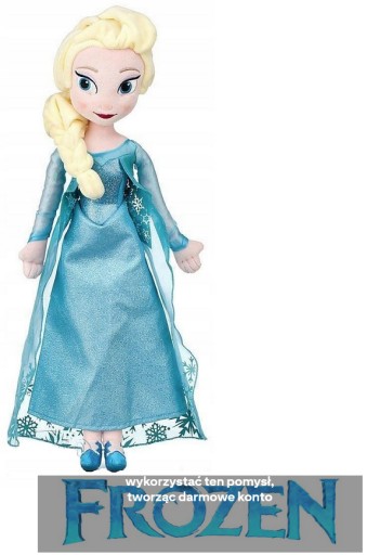 Lalka Elsa Kraina Lodu tkanina 40 cm niebieska