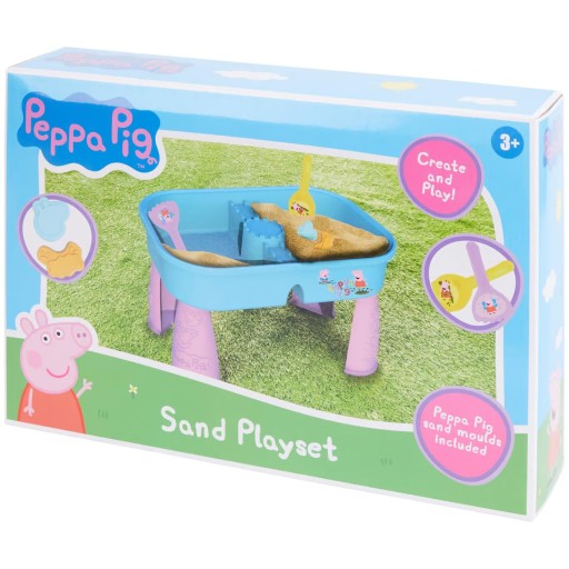 STOLIK DO ZABAWY PIASKIEM WODĄ FOREMKI ŚWINKA PEPPA Pig Piaskownica